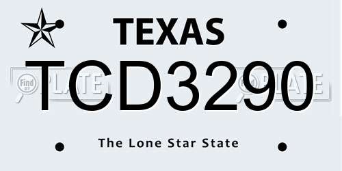TCD3290 Texas License Plate