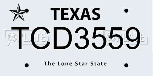 TCD3559 Texas License Plate