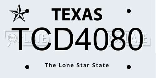 TCD4080 Texas License Plate