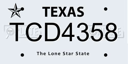 TCD4358 Texas License Plate