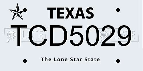 TCD5029 Texas License Plate