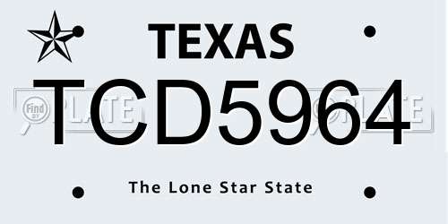 TCD5964 Texas License Plate