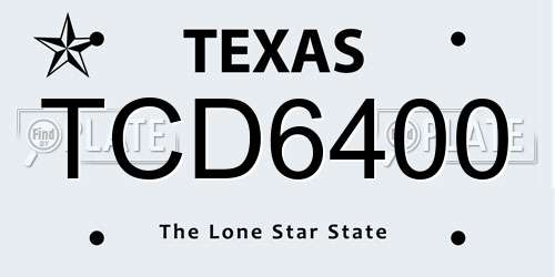 TCD6400 Texas License Plate