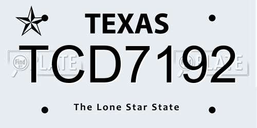 TCD7192 Texas License Plate