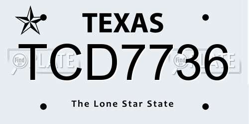 TCD7736 Texas License Plate