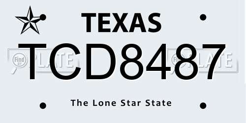 TCD8487 Texas License Plate