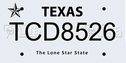 TCD8526 Texas License Plate