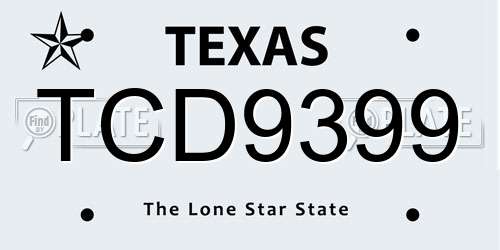 TCD9399 Texas License Plate