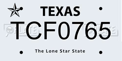 TCF0765 Texas License Plate