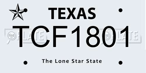 TCF1801 Texas License Plate