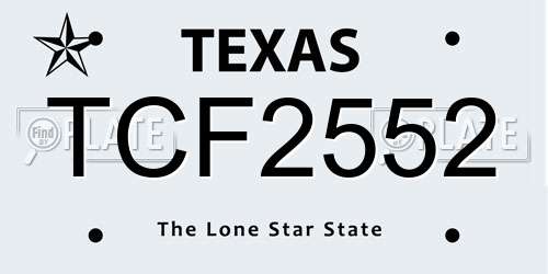 TCF2552 Texas License Plate
