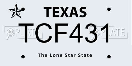 TCF431 Texas License Plate