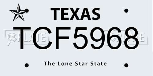 TCF5968 Texas License Plate
