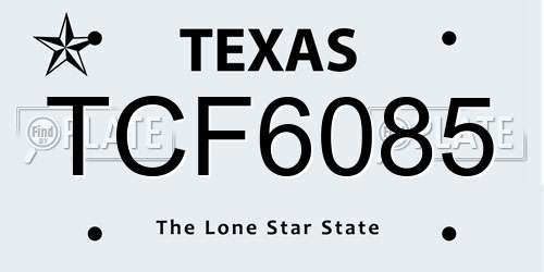 TCF6085 Texas License Plate