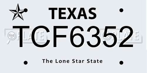 TCF6352 Texas License Plate