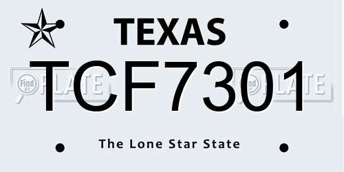 TCF7301 Texas License Plate