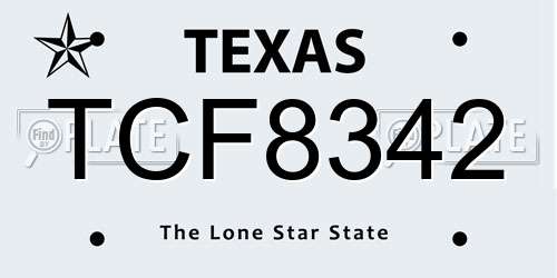 TCF8342 Texas License Plate
