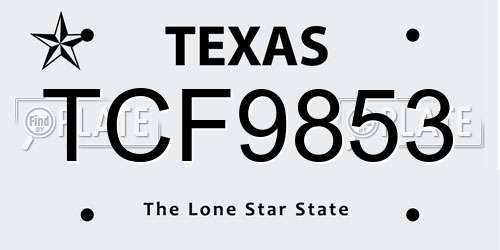 TCF9853 Texas License Plate