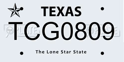 TCG0809 Texas License Plate