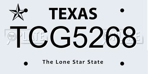 TCG5268 Texas License Plate