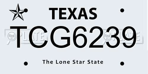 TCG6239 Texas License Plate