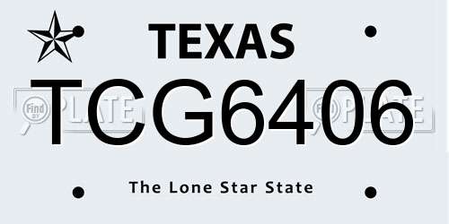 TCG6406 Texas License Plate