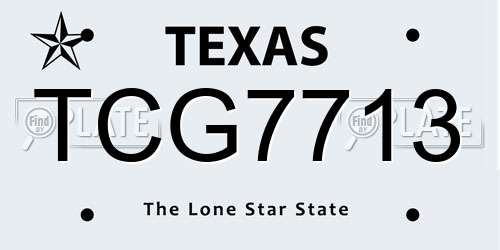 TCG7713 Texas License Plate