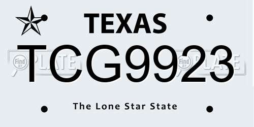 TCG9923 Texas License Plate