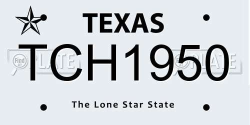 TCH1950 Texas License Plate