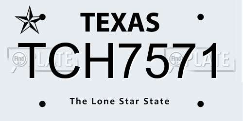 TCH7571 Texas License Plate