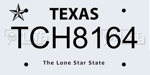 TCH8164 Texas License Plate