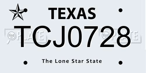 TCJ0728 Texas License Plate