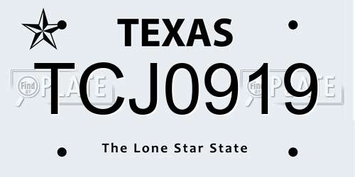 TCJ0919 Texas License Plate