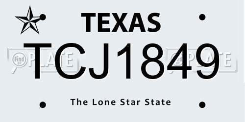 TCJ1849 Texas License Plate