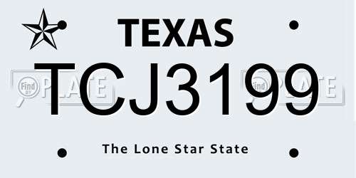 TCJ3199 Texas License Plate