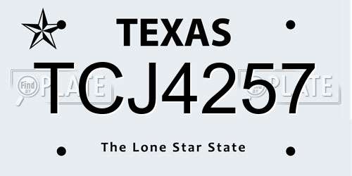 TCJ4257 Texas License Plate