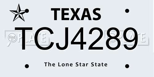 TCJ4289 Texas License Plate