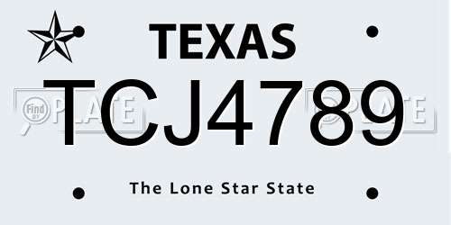 TCJ4789 Texas License Plate