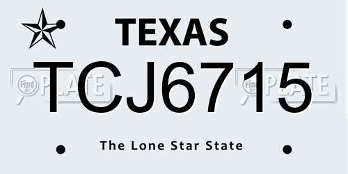 TCJ6715 Texas License Plate