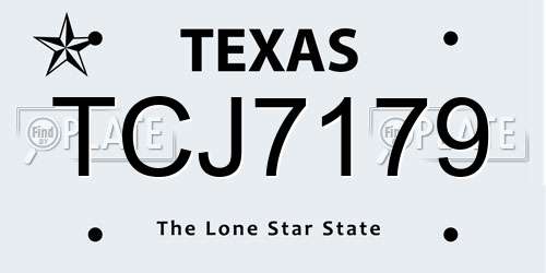 TCJ7179 Texas License Plate