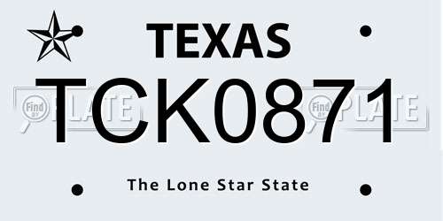 TCK0871 Texas License Plate