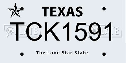 TCK1591 Texas License Plate