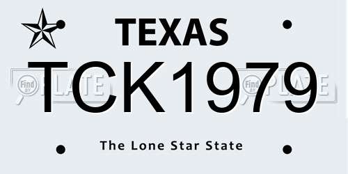 TCK1979 Texas License Plate
