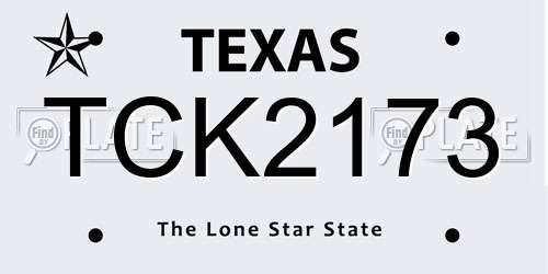 TCK2173 Texas License Plate