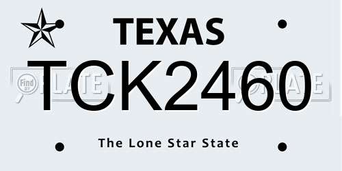 TCK2460 Texas License Plate