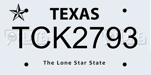 TCK2793 Texas License Plate