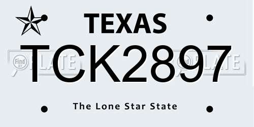 TCK2897 Texas License Plate