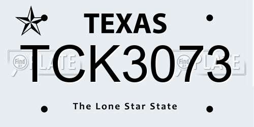 TCK3073 Texas License Plate
