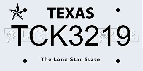 TCK3219 Texas License Plate