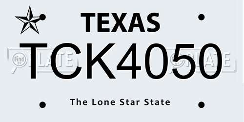 TCK4050 Texas License Plate